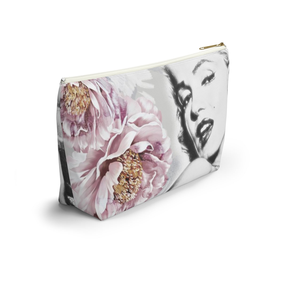 Marilyn Monroe Pouch w T-bottom, Accessory Pouch - Pink Peonies