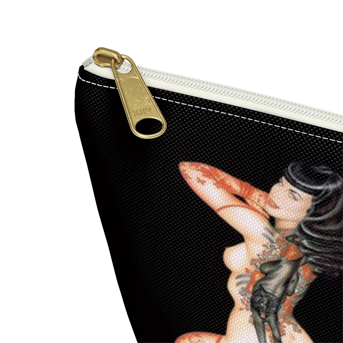 Pinup Girl Cosmetic Pouch w T-bottom, Accessory Pouch - Femme Forever Black Cat Tattoo Pinup Girl