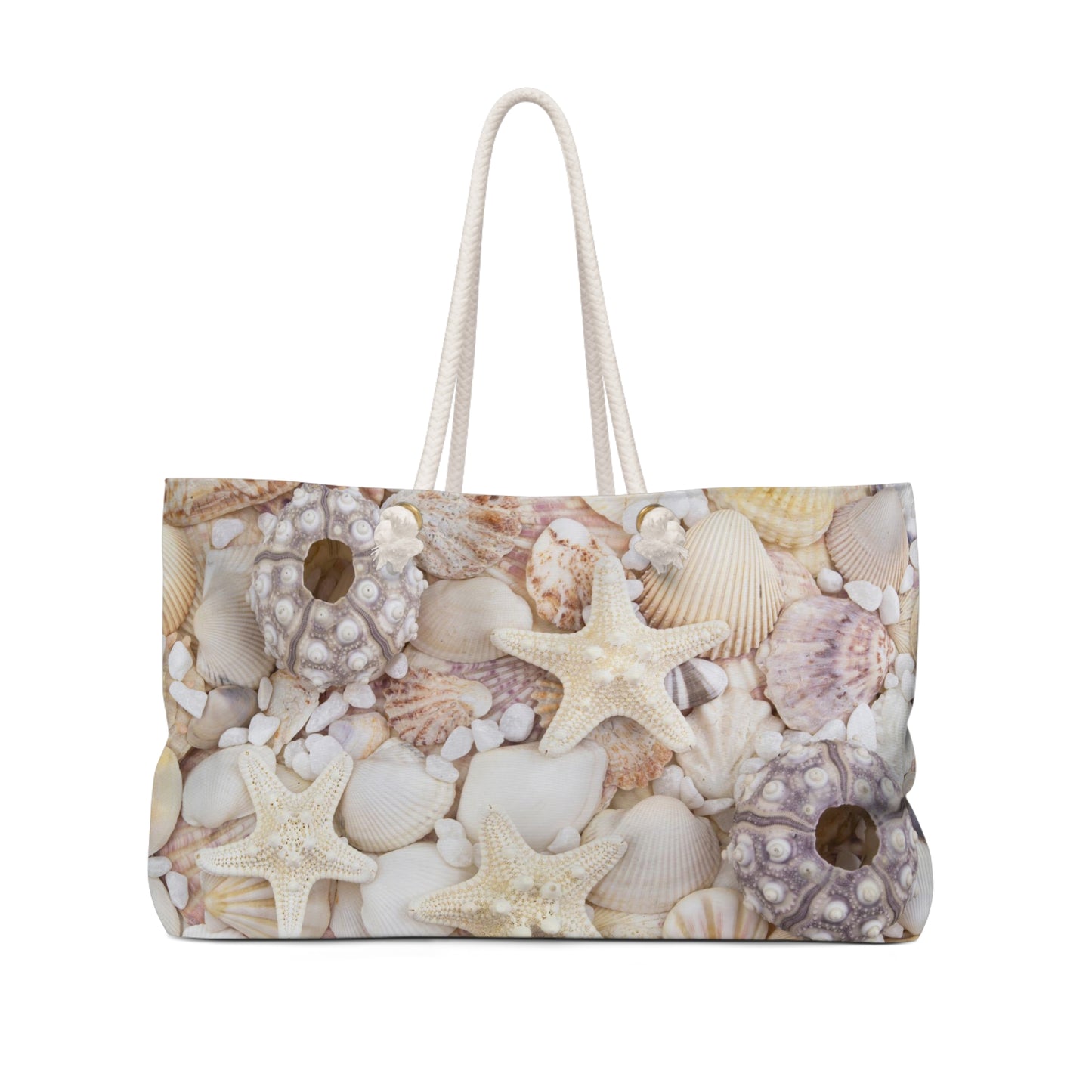 Stay Salty Seashell Beach Bag - Weekender Bag, Rope Tote - Sea shell Pattern Tote