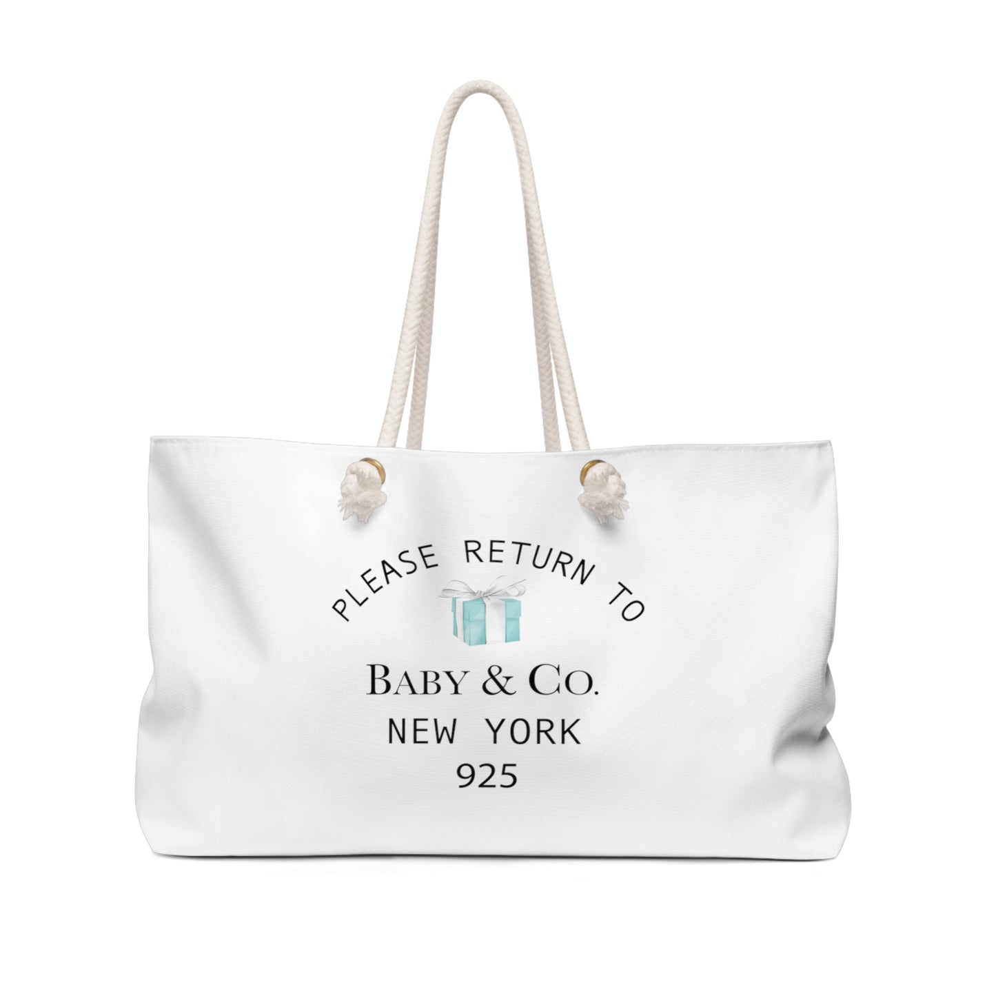 Personalized Please Return to Me Little Blue Box Weekender Bag - Rope Tote - Breakfast at Tiffany Inspired Bag