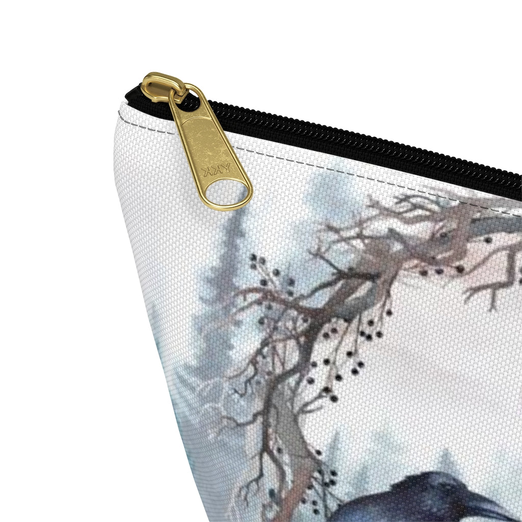 Edgar Allan Poe Cosmetic Pouch w T-bottom, Accessory Pouch, Raven Forrest Moon