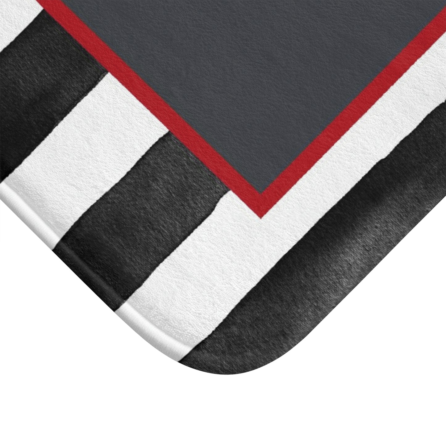 VOGUE Stripe Bath Mat - Fashion Inspired Floor Mat - Black, White & Red Bathroom Shower Mat