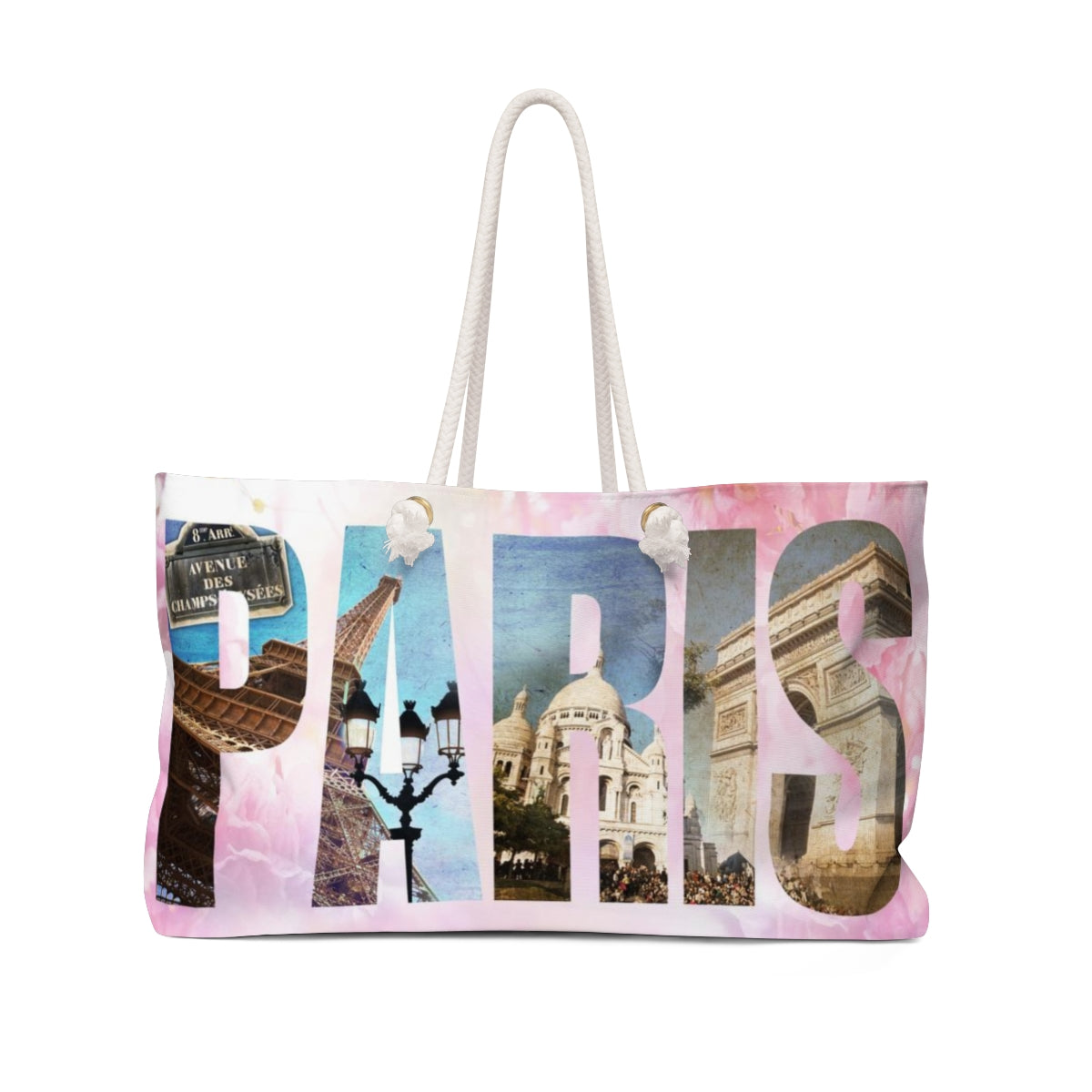 Paris Tote Bag - Weekender Bag, Rope Tote, Pink