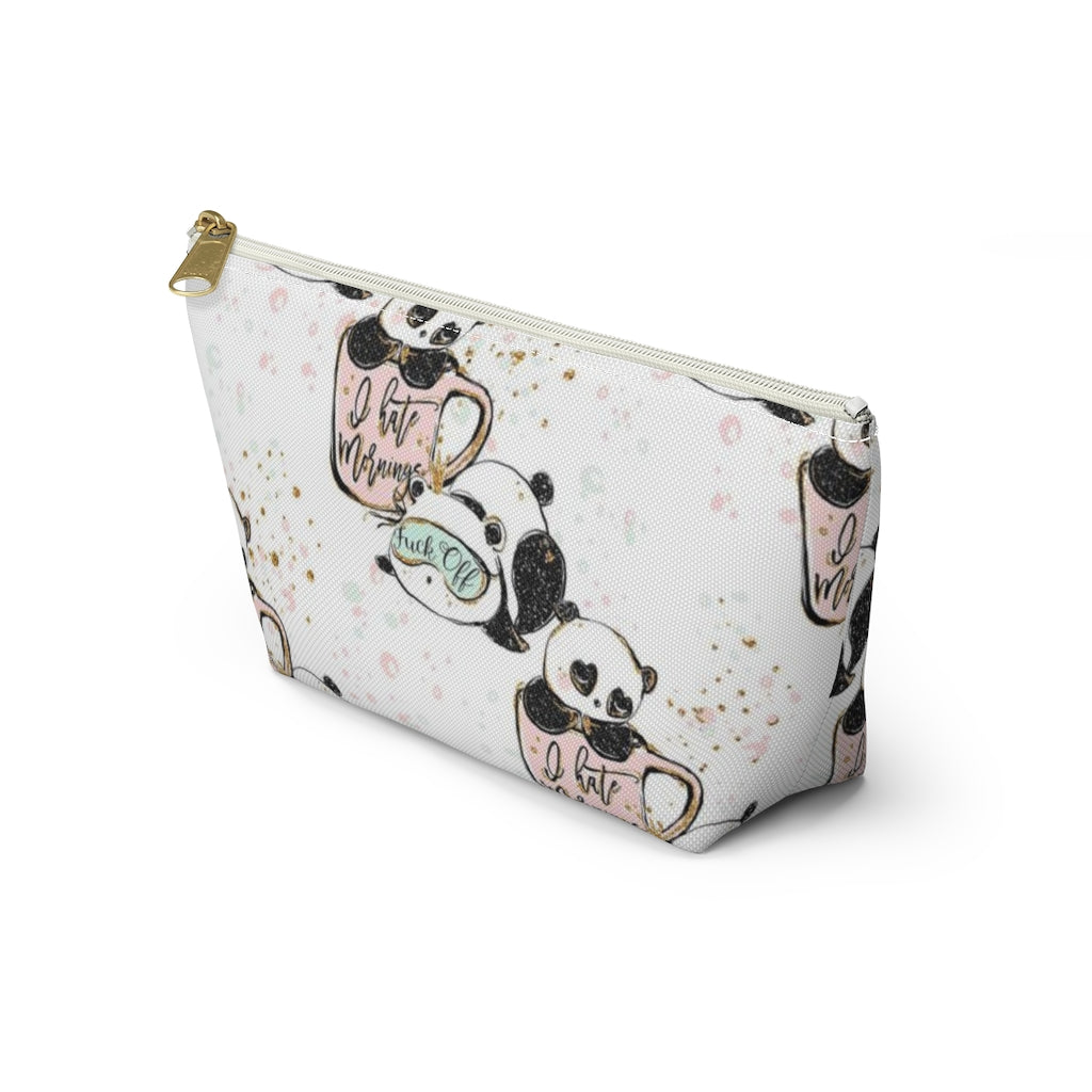 ADULT Not a Morning Panda Cosmetic Pouch w T-bottom, Accessory Pouch