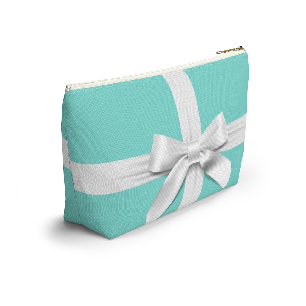 Little Blue Box Cosmetic Pouch w T-bottom, Accessory Pouch