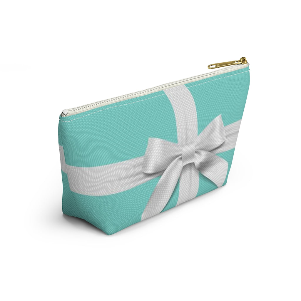 Little Blue Box Cosmetic Pouch w T-bottom, Accessory Pouch