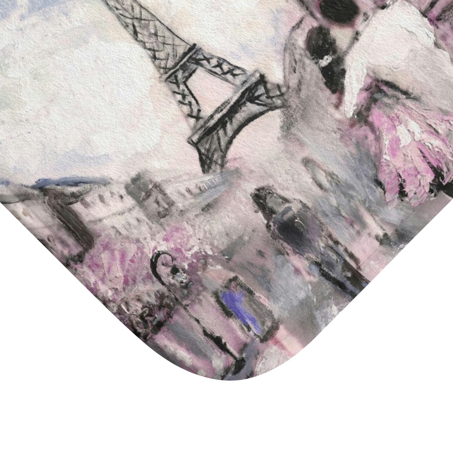 Love in Paris Bath Mat - Personalized Floor Mat - Pink Paris Painting Fashion Bathroom Shower Mat