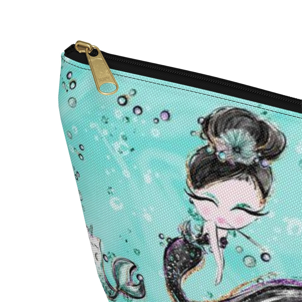 Audrey Hepburn Cosmetic Pouch w T-bottom, Accessory Pouch, Mermaid Mercat