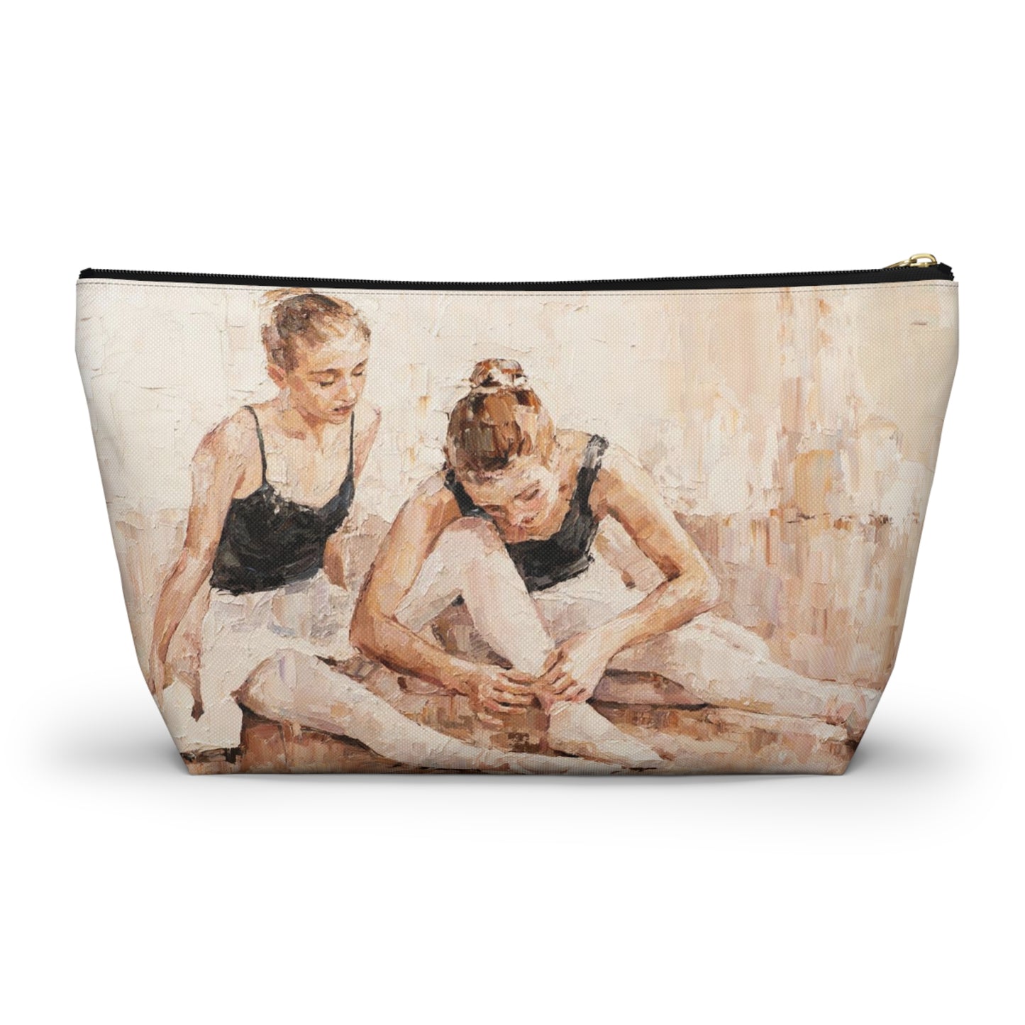 Ballet Cosmetic Pouch w T-bottom, Accessory Pouch - Ballerina Sisters Oil Painting