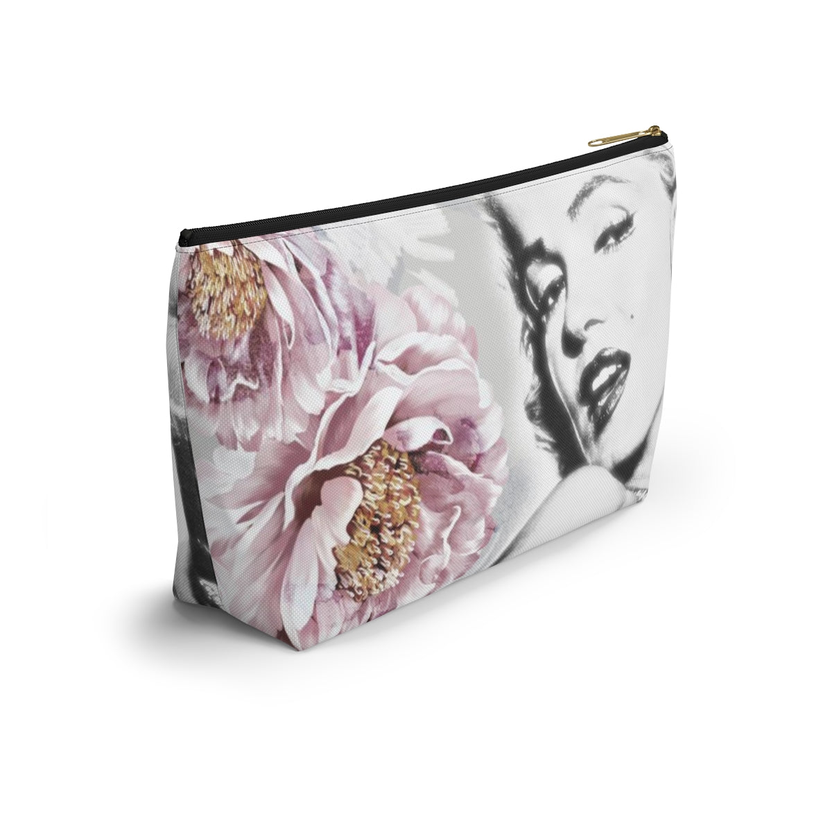 Marilyn Monroe Pouch w T-bottom, Accessory Pouch - Pink Peonies