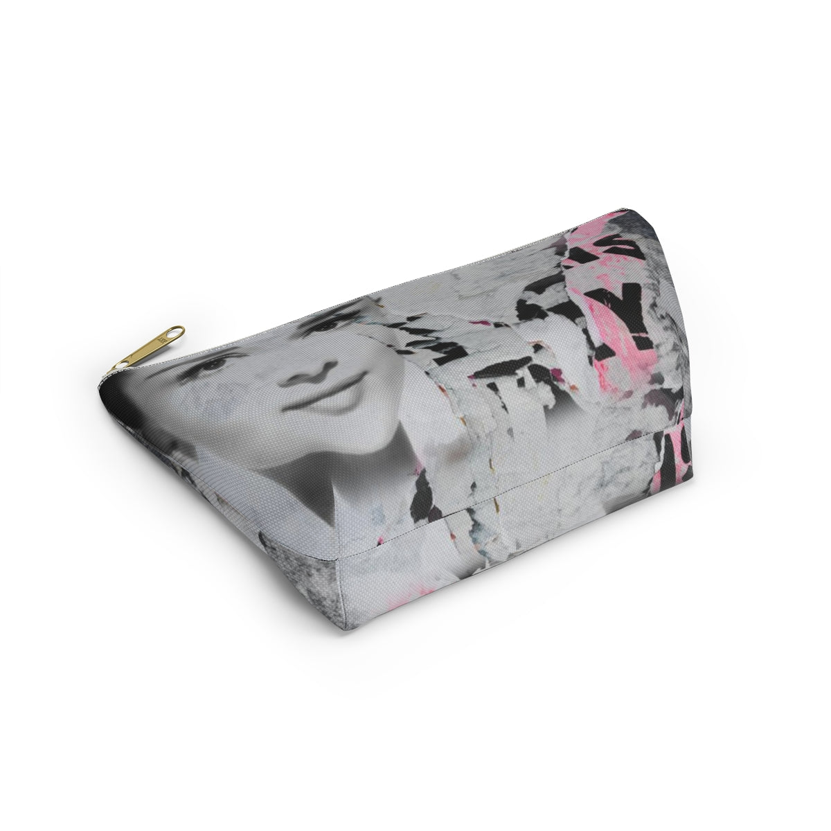 Audrey Hepburn Cosmetic Pouch w T-bottom, Accessory Pouch, Distressed Poster