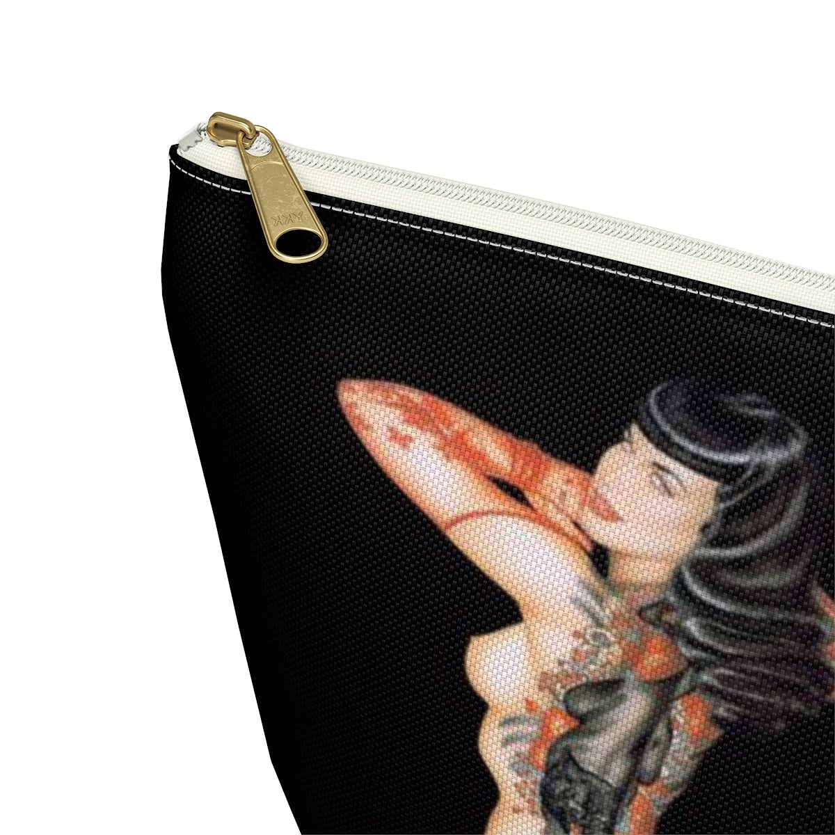 Pinup Girl Cosmetic Pouch w T-bottom, Accessory Pouch - Femme Forever Black Cat Tattoo Pinup Girl