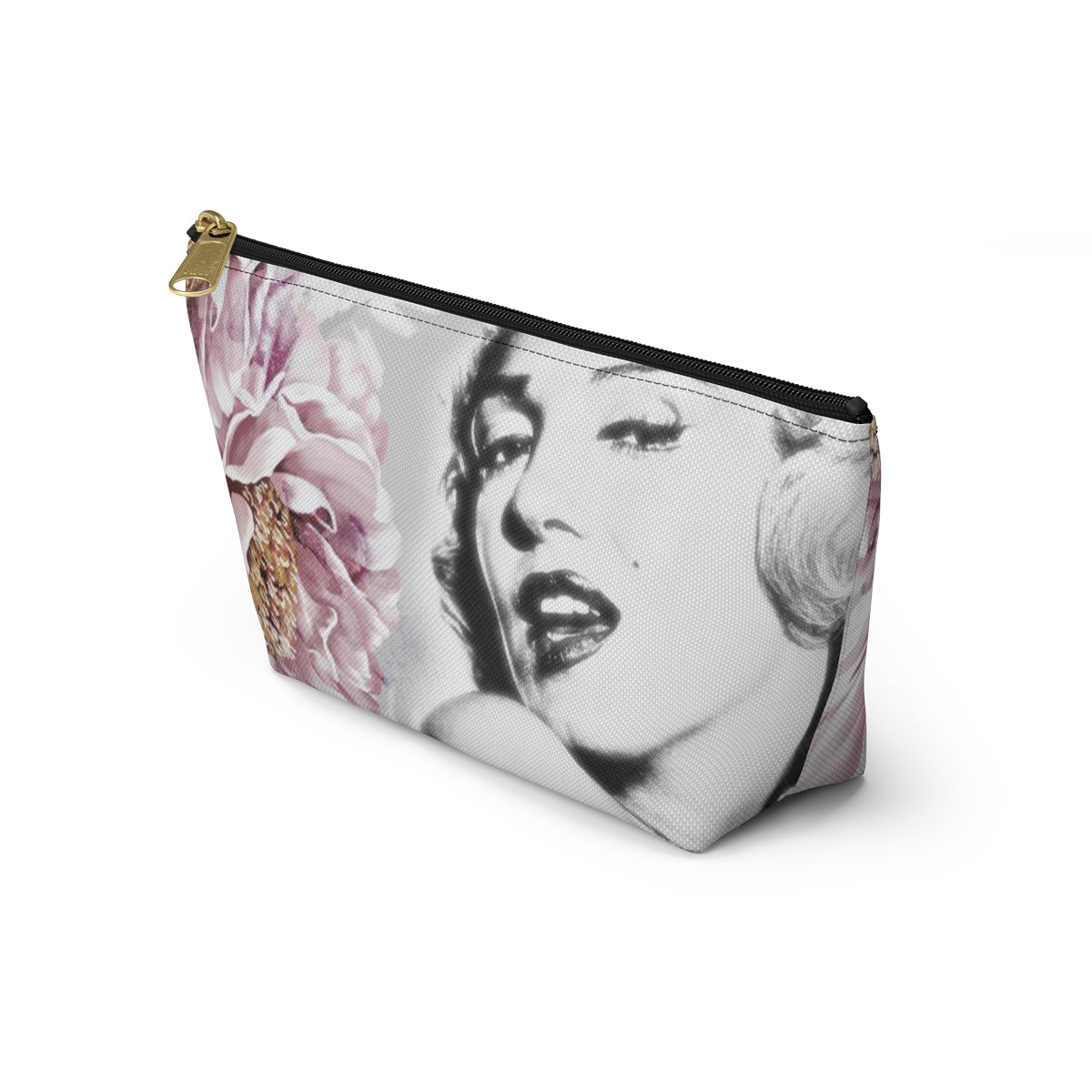 Marilyn Monroe Pouch w T-bottom, Accessory Pouch - Pink Peonies