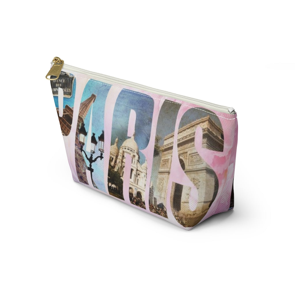 Paris Cosmetic Pouch w T-bottom, Accessory Pouch, Pink