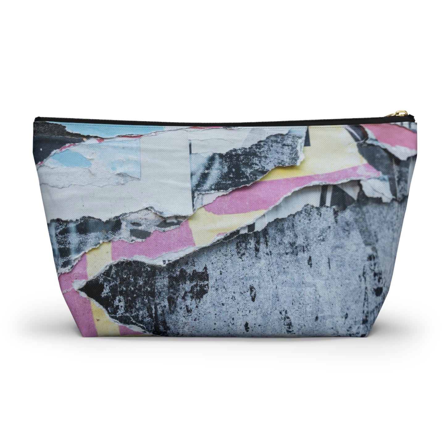 Urban Street Art Cosmetic Pouch w T-bottom, Accessory Pouch - Torn Poster Street Art Makeup Bag - Punk Rock Bag 12