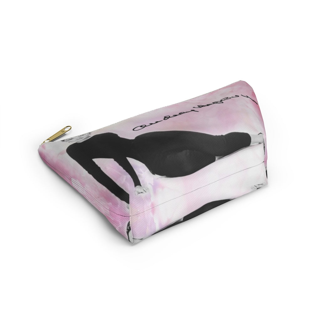 Audrey Hepburn Signature Cosmetic Pouch w T-bottom, Accessory Pouch, Pink