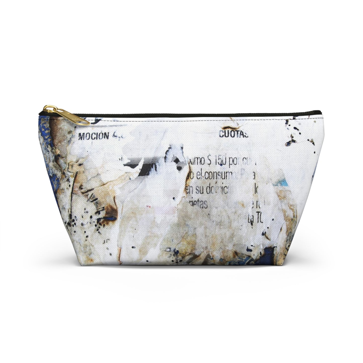 Urban Street Art Cosmetic Pouch w T-bottom, Accessory Pouch - Torn Poster Street Art Makeup Bag - Azule Bag 13