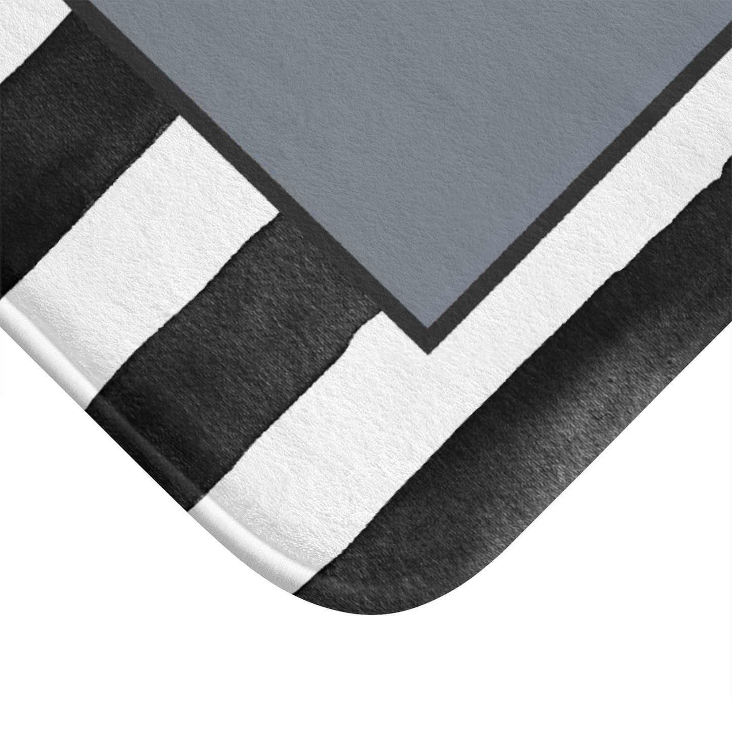 VANITY FAIR Stripe Bath Mat - Fashion Inspired Floor Mat - Black, White & Blue Bathroom Shower Mat