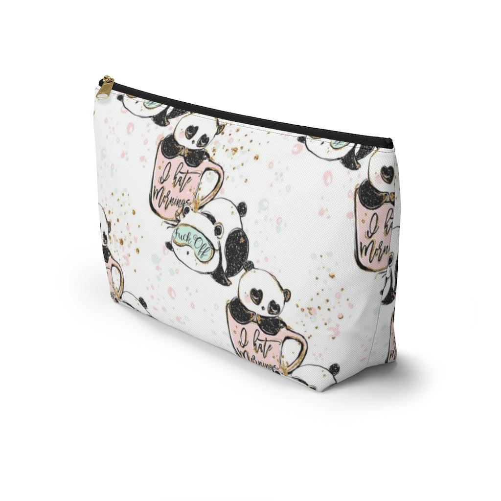 ADULT Not a Morning Panda Cosmetic Pouch w T-bottom, Accessory Pouch