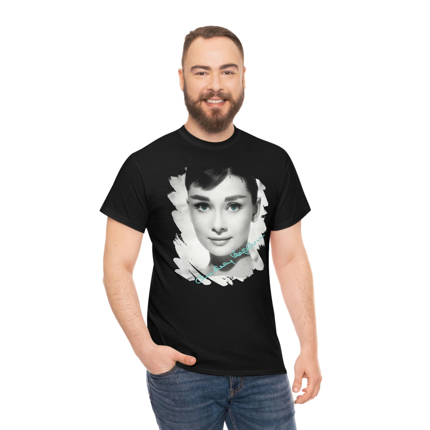 Black Audrey Hepburn Tee Shirt - Blue Eyes