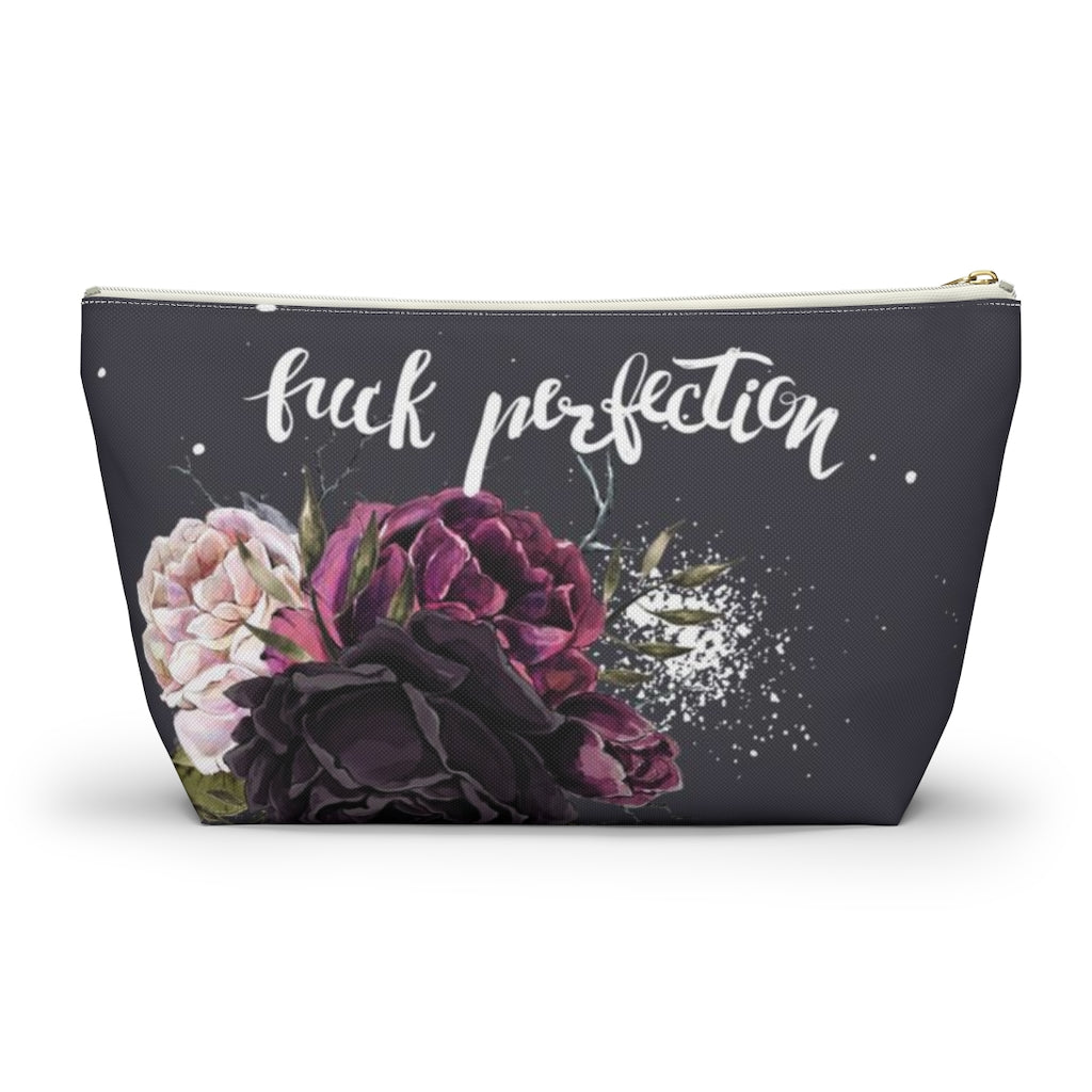 ADULT F*ck Perfection Cosmetic Pouch w T-bottom, Accessory Pouch, Rose