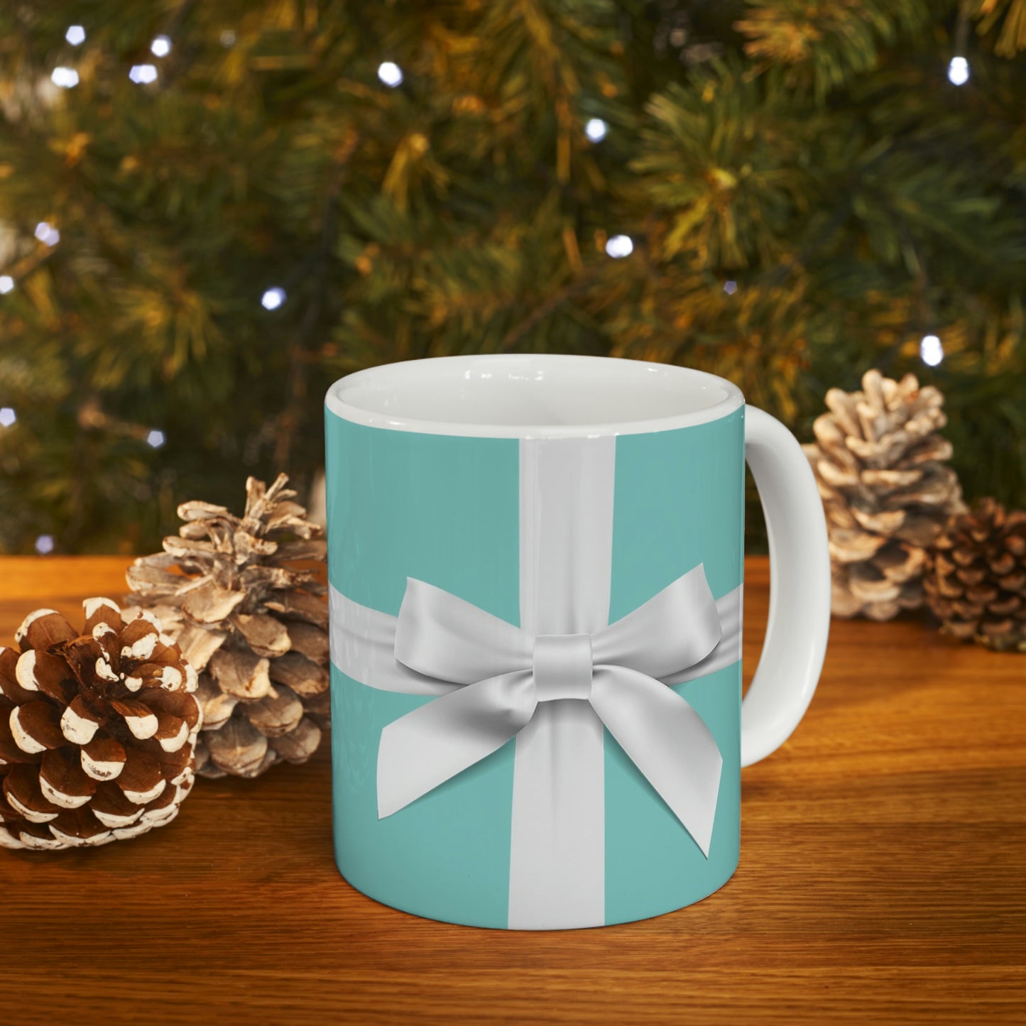 Personalized Little Blue Box Mug 11oz - Breakfast at Tiffany Mug - Robin Egg Blue Mug with White Bow - Name & Co.