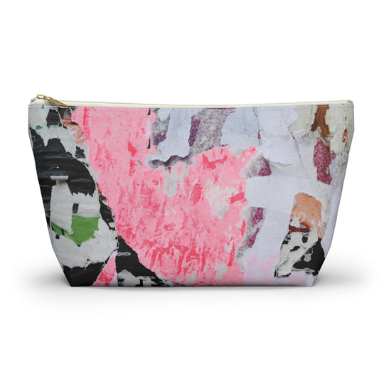 Urban Street Art Cosmetic Pouch w T-bottom, Accessory Pouch - Torn Poster Street Art Makeup Bag - Colormax Bag 6