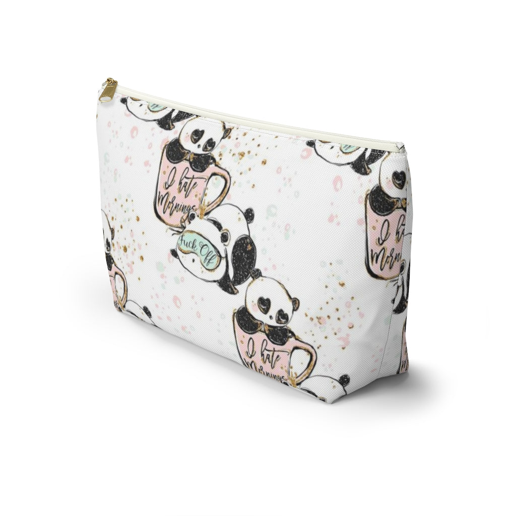 ADULT Not a Morning Panda Cosmetic Pouch w T-bottom, Accessory Pouch