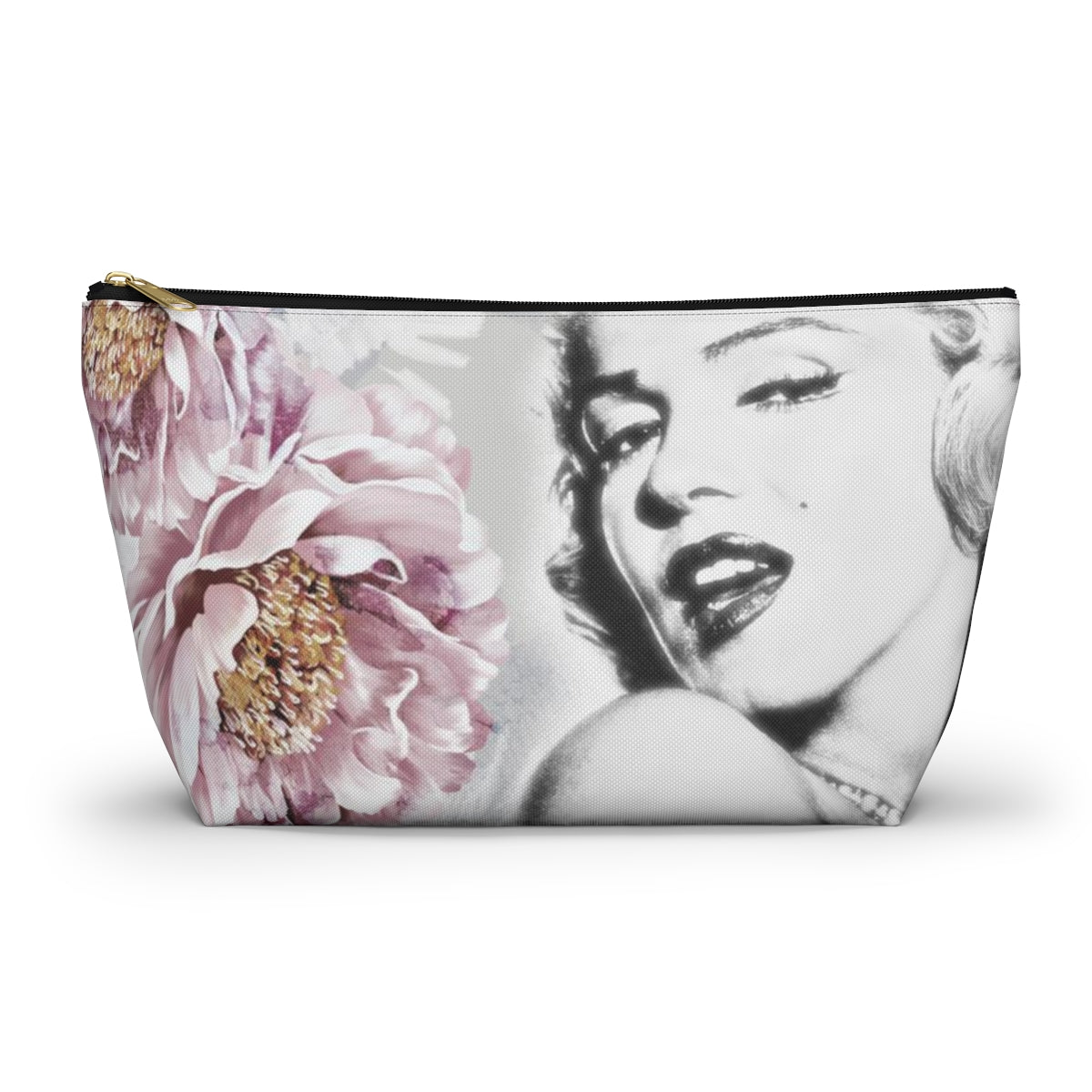 Marilyn Monroe Pouch w T-bottom, Accessory Pouch - Pink Peonies