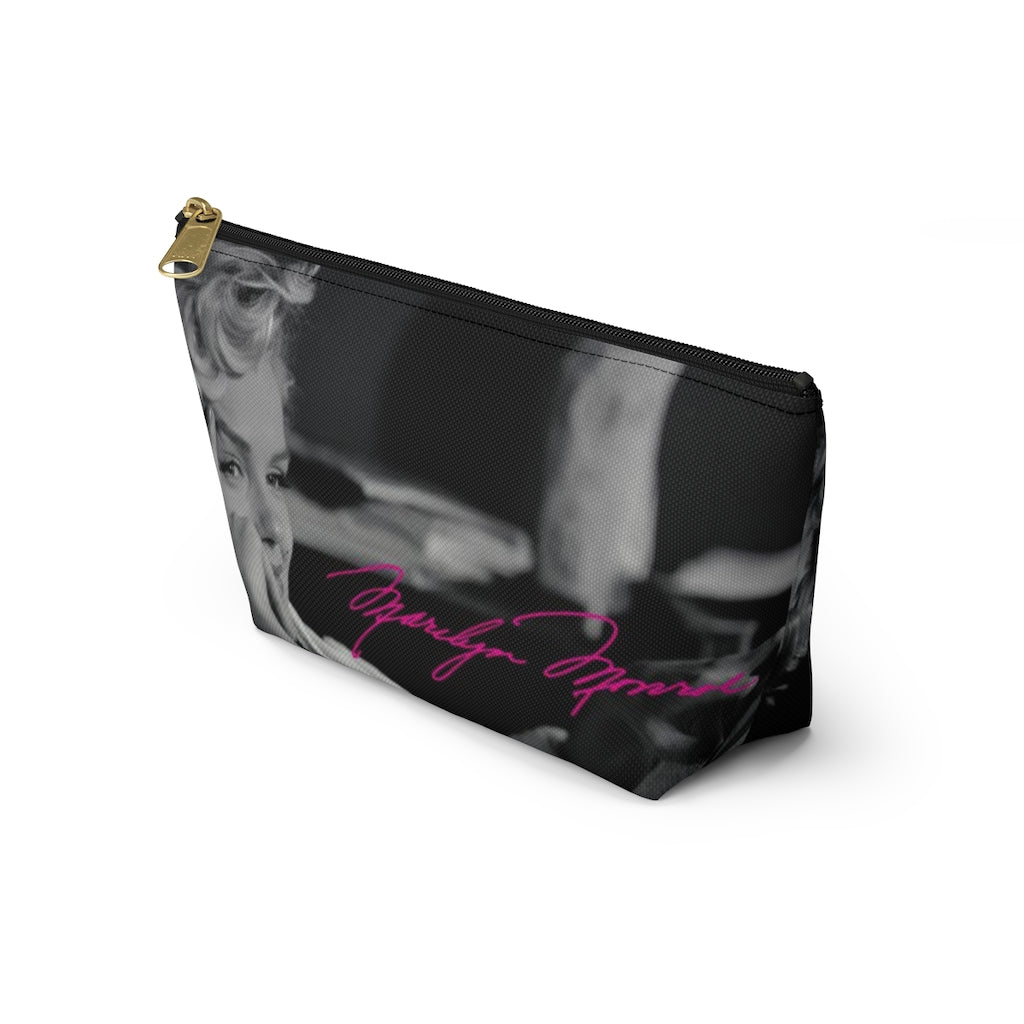 Marilyn Monroe Cosmetic Pouch w T-bottom, Accessory Pouch, Hot Pink Signature