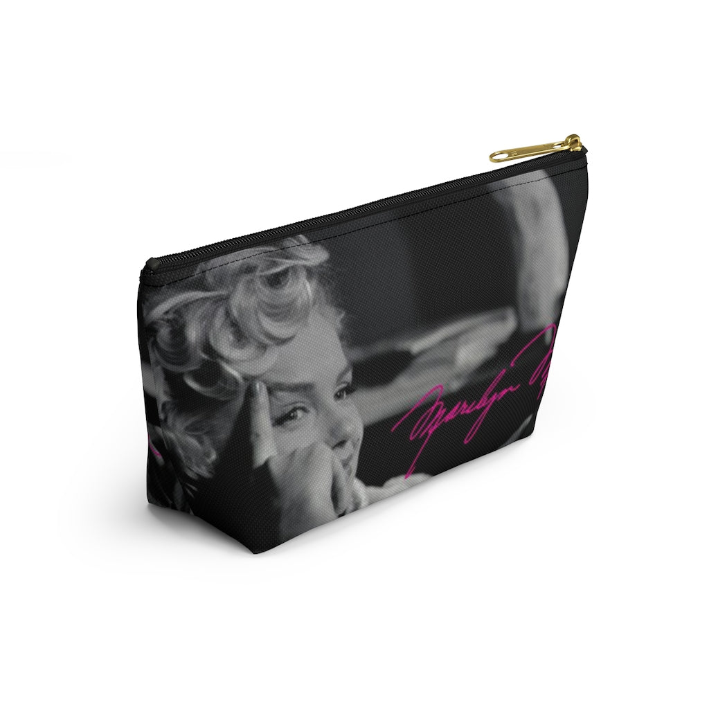 Marilyn Monroe Cosmetic Pouch w T-bottom, Accessory Pouch, Hot Pink Signature