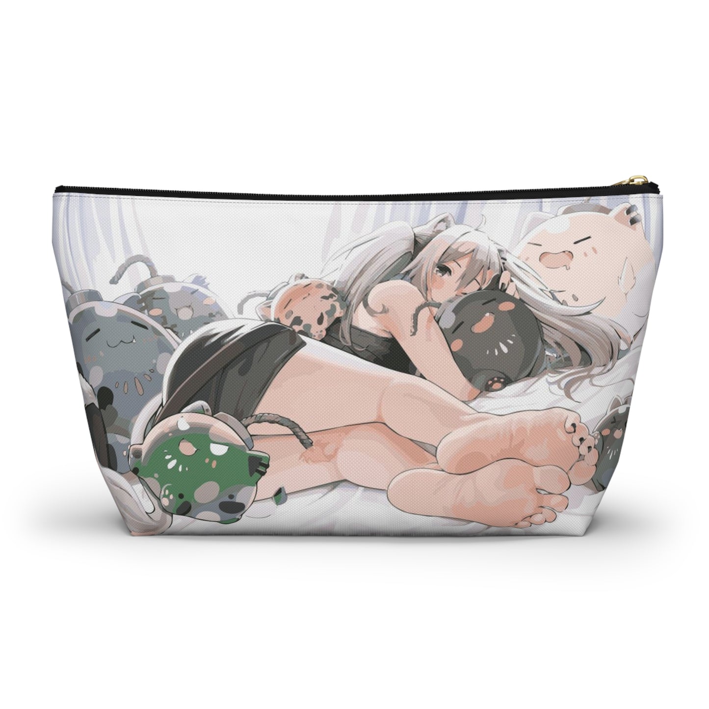 Anime Girl Cosmetic Pouch w T-bottom, Accessory Pouch, Anime Makeup Bag