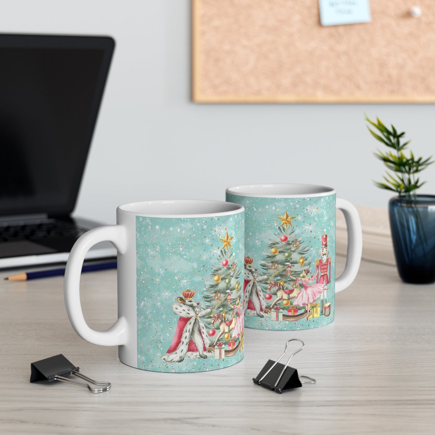 Personalized Nutcracker Mug 11oz - Blue Green Snowflake Nutcracker Ballet Mug