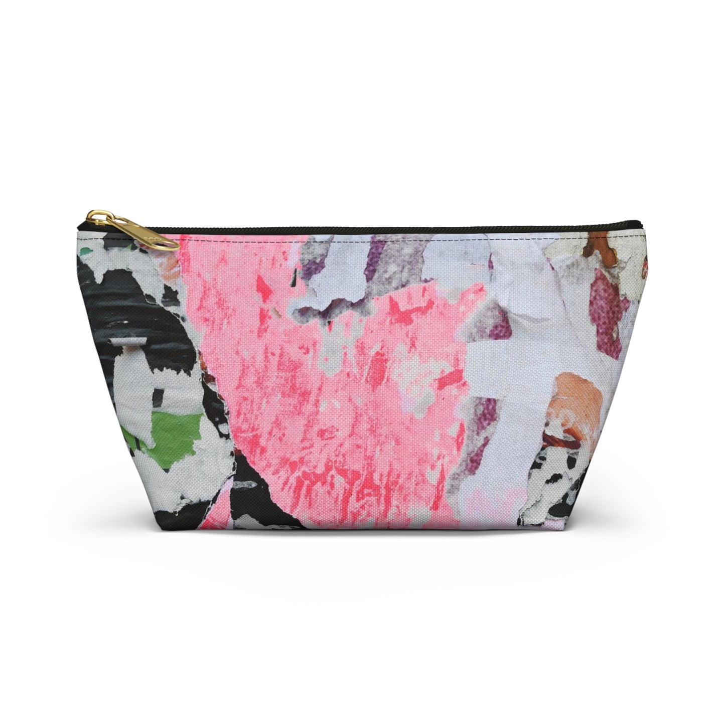 Urban Street Art Cosmetic Pouch w T-bottom, Accessory Pouch - Torn Poster Street Art Makeup Bag - Colormax Bag 6