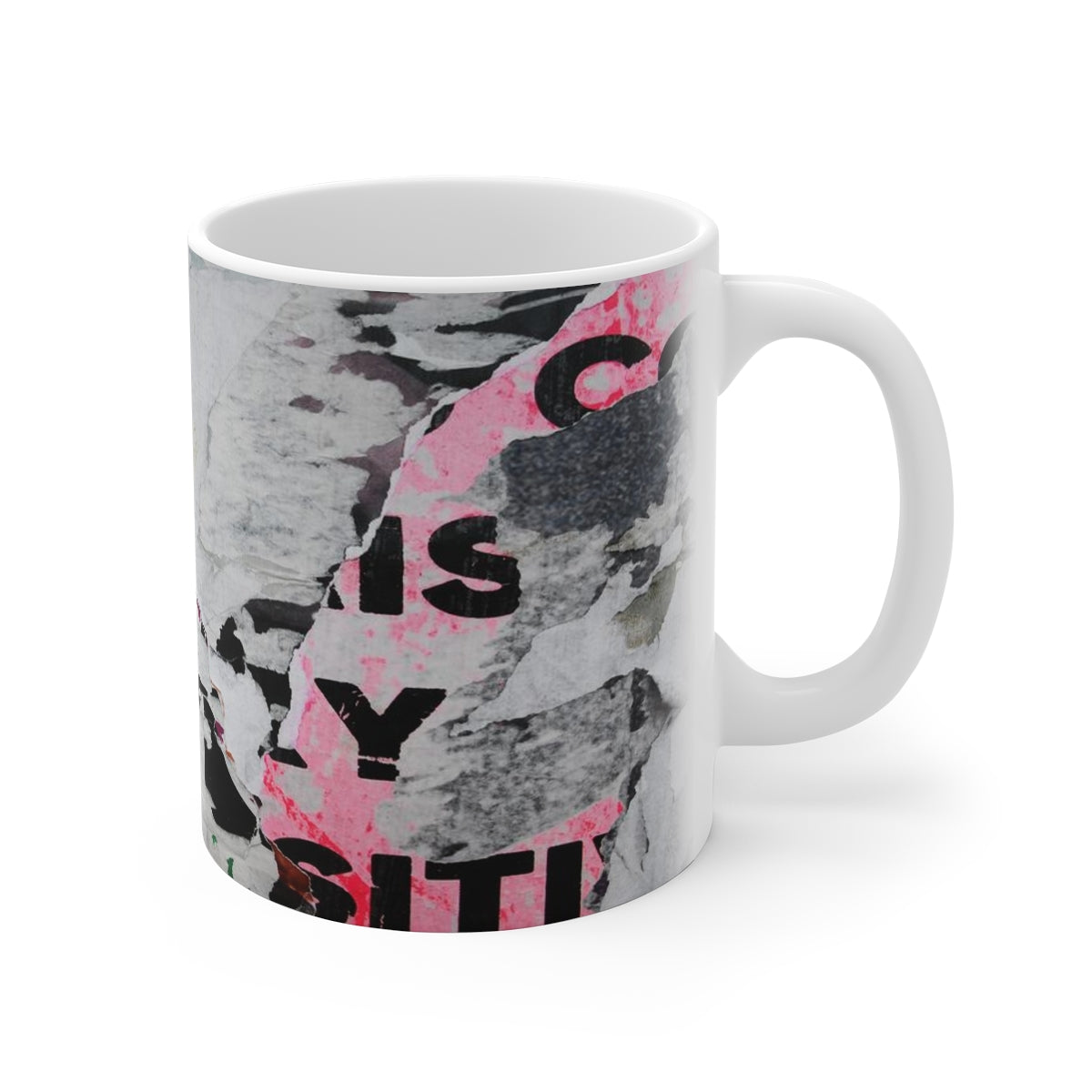 Marilyn Monroe Mug 11oz, Torn Poster Pink