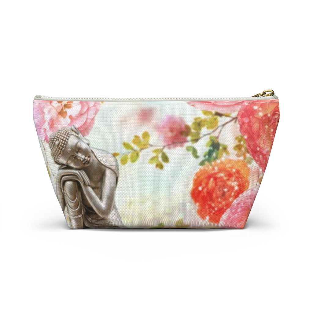 Buddha Cosmetic Pouch w T-bottom, Accessory Pouch, Rose