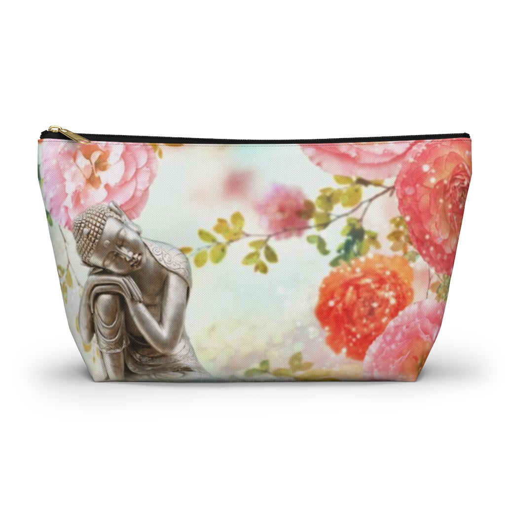 Buddha Cosmetic Pouch w T-bottom, Accessory Pouch, Rose