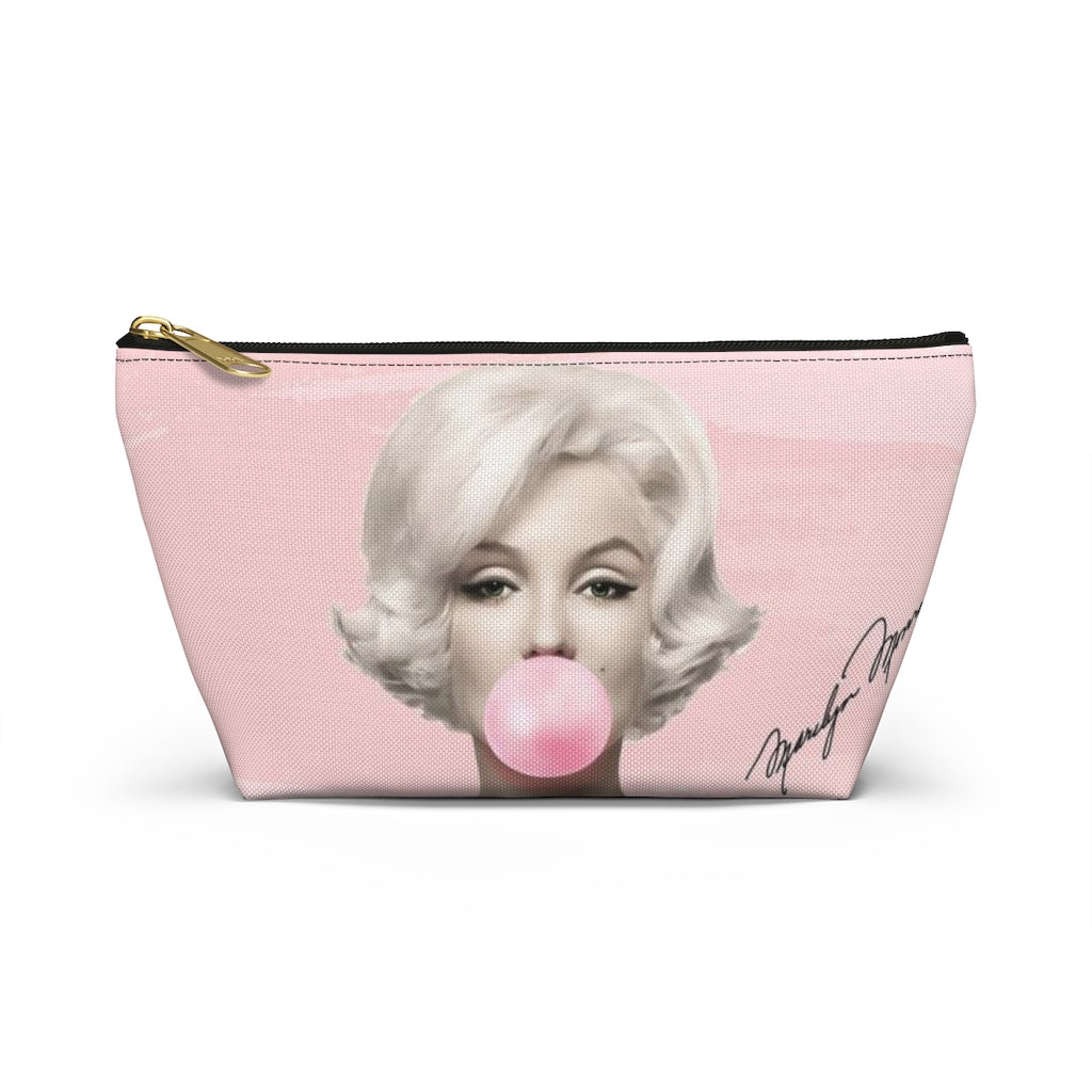 Marilyn Monroe Cosmetic Pouch w T-bottom, Accessory Pouch, Pink Signature