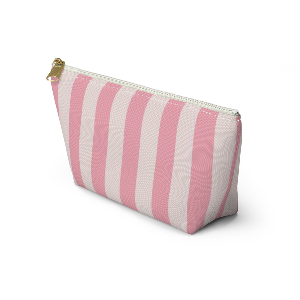 Personalized Secret Cosmetic Pouch w T-bottom, Accessory Pouch - Pink Stripe