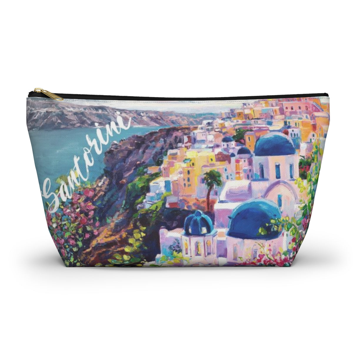 Santorini Pouch w T-bottom, Accessory Pouch - Santorini Greece