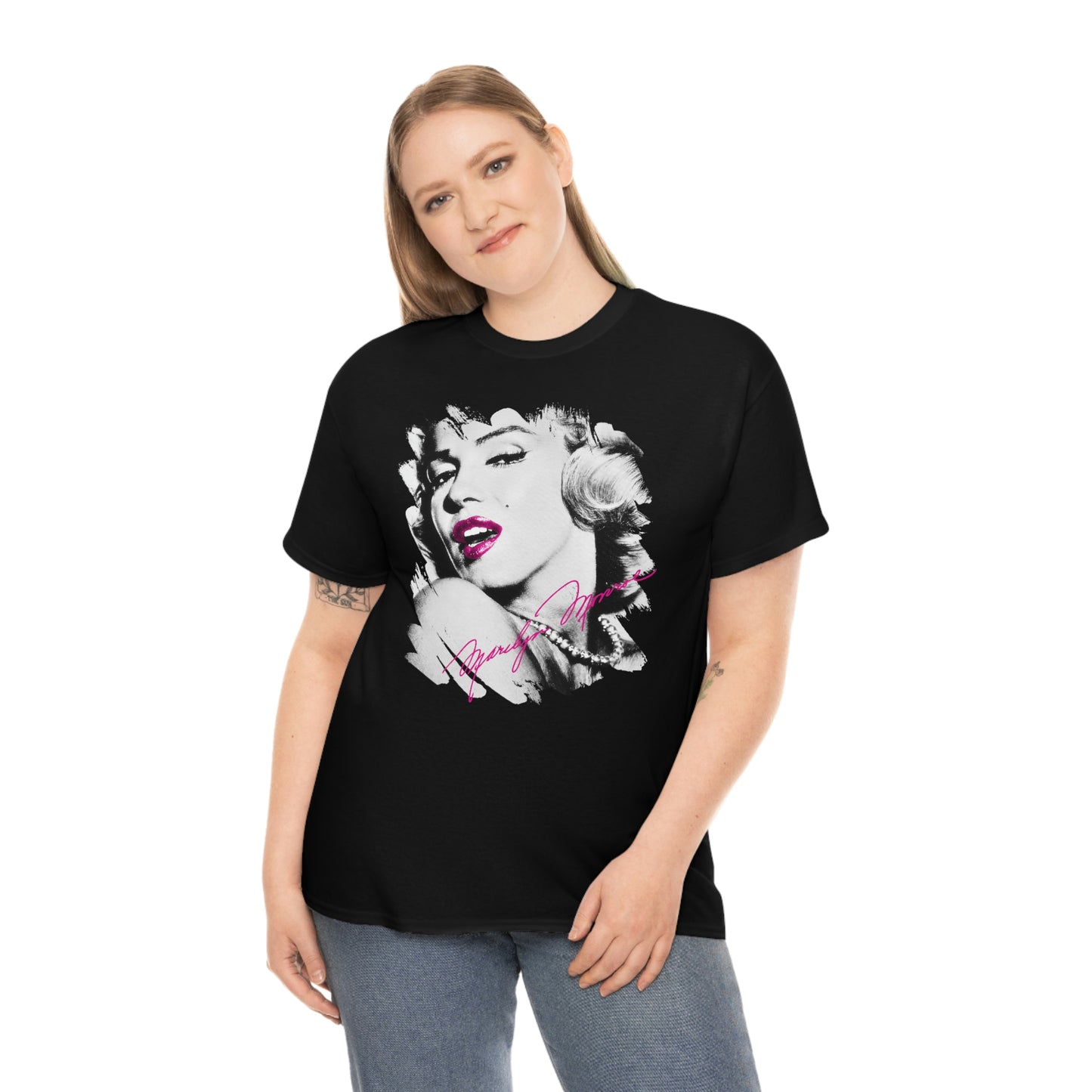 Black Marilyn Monroe Tee Shirt - Hot Lips, Pink