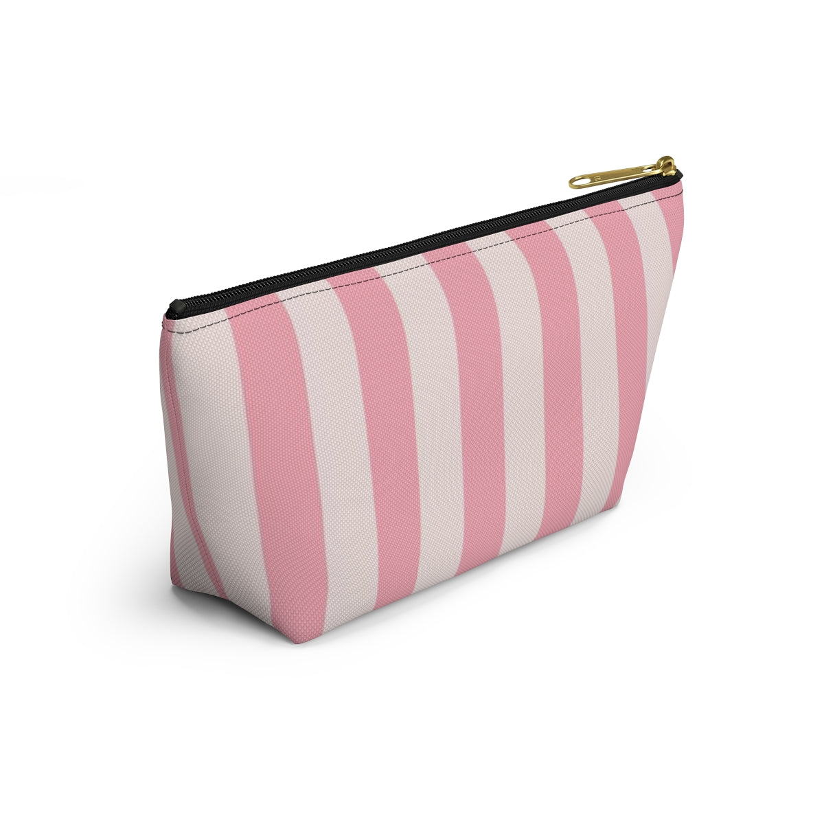 Personalized Secret Cosmetic Pouch w T-bottom, Accessory Pouch - Pink Stripe