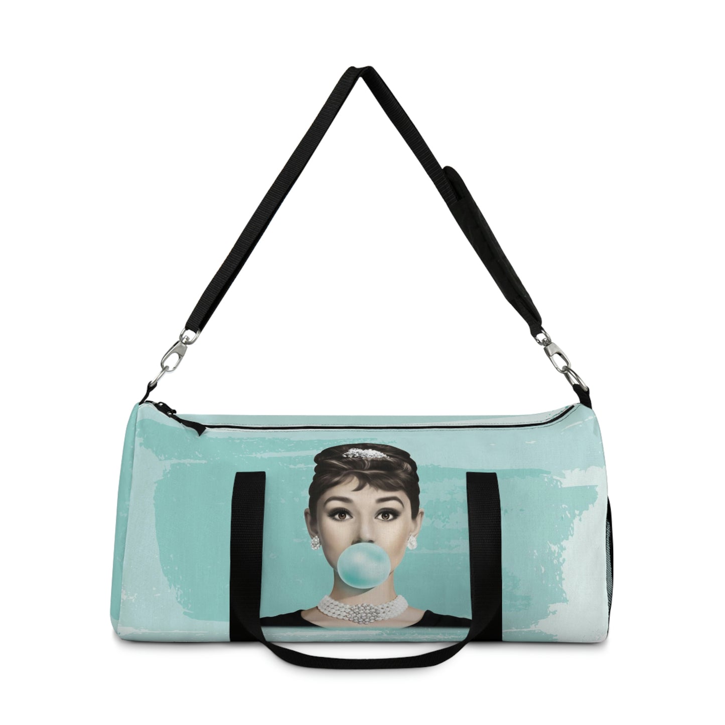 Personalized Audrey Hepburn Duffel Bag - Blue Bubblegum