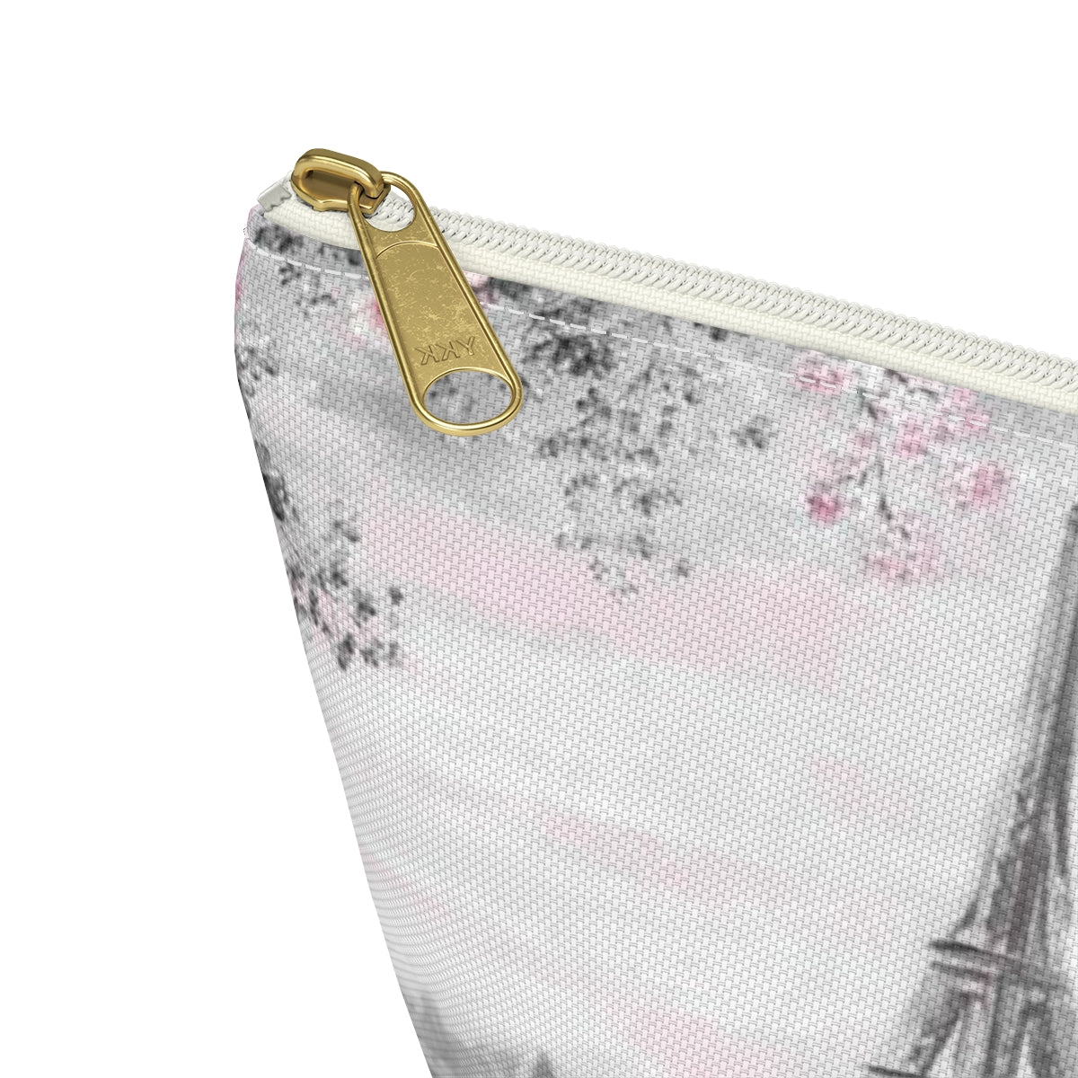 Eiffel Tower Cosmetic Pouch w T-bottom, Accessory Pouch, Pink Paris Rose