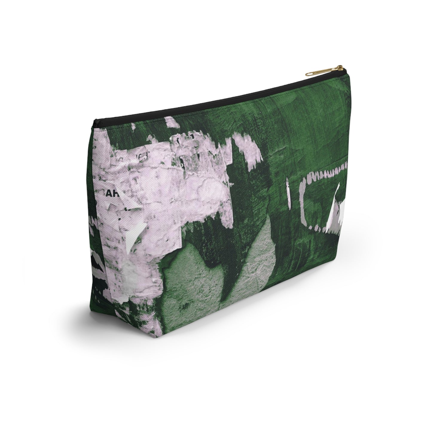 Urban Street Art Cosmetic Pouch w T-bottom, Accessory Pouch - Torn Poster Street Art Makeup Bag - Emerald Bag 9