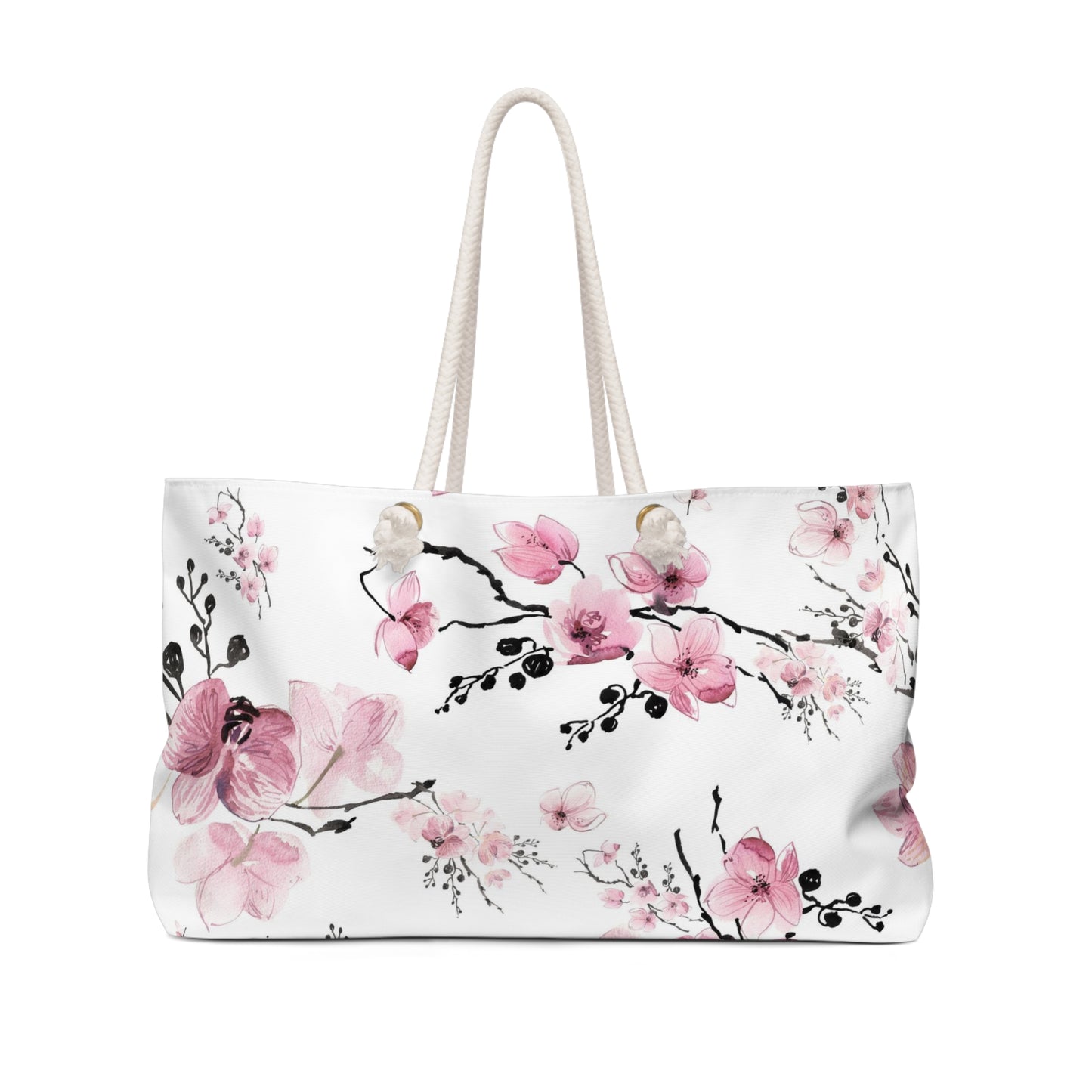 Sakura Tote, Weekender Bag - Pink Watercolor Cherry Blossom Tote Bag