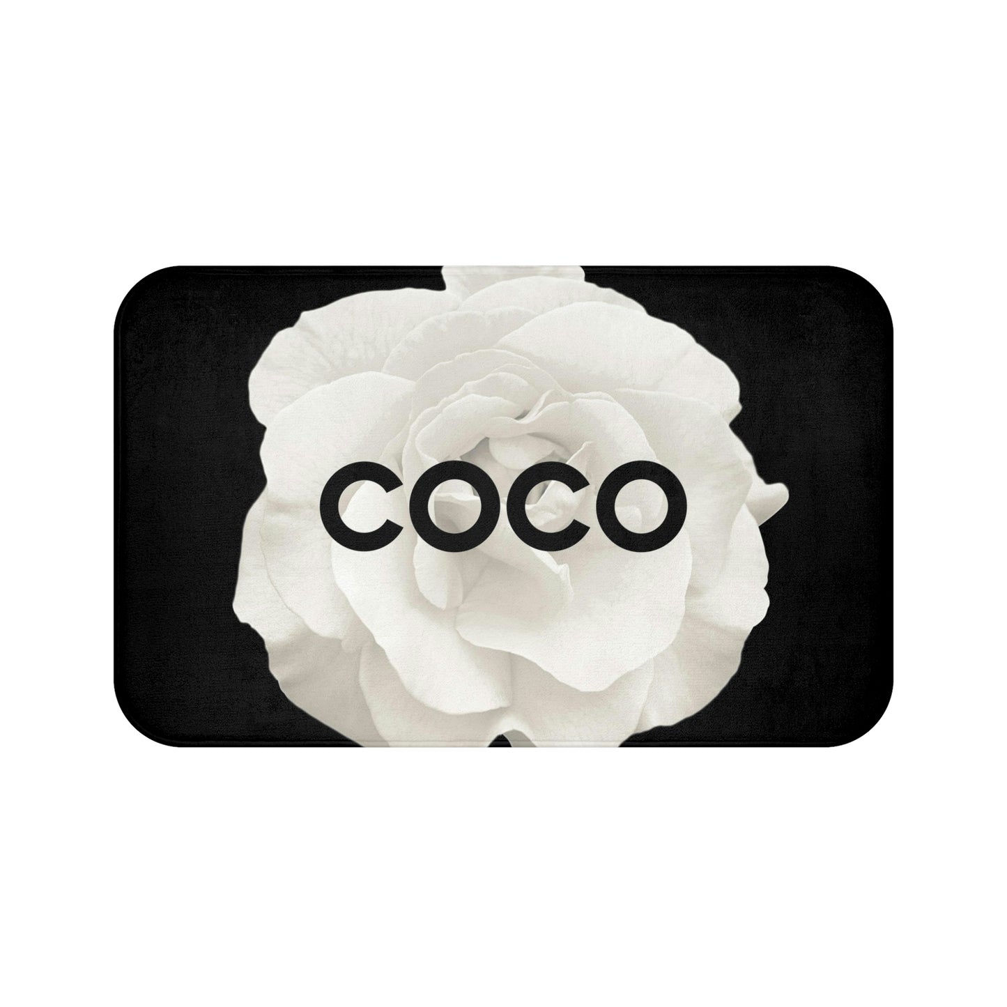 Personalized COCO Rose Bath Mat - Fashion Floor Mat - Designer COCO Cream Rose Bathroom Shower Mat