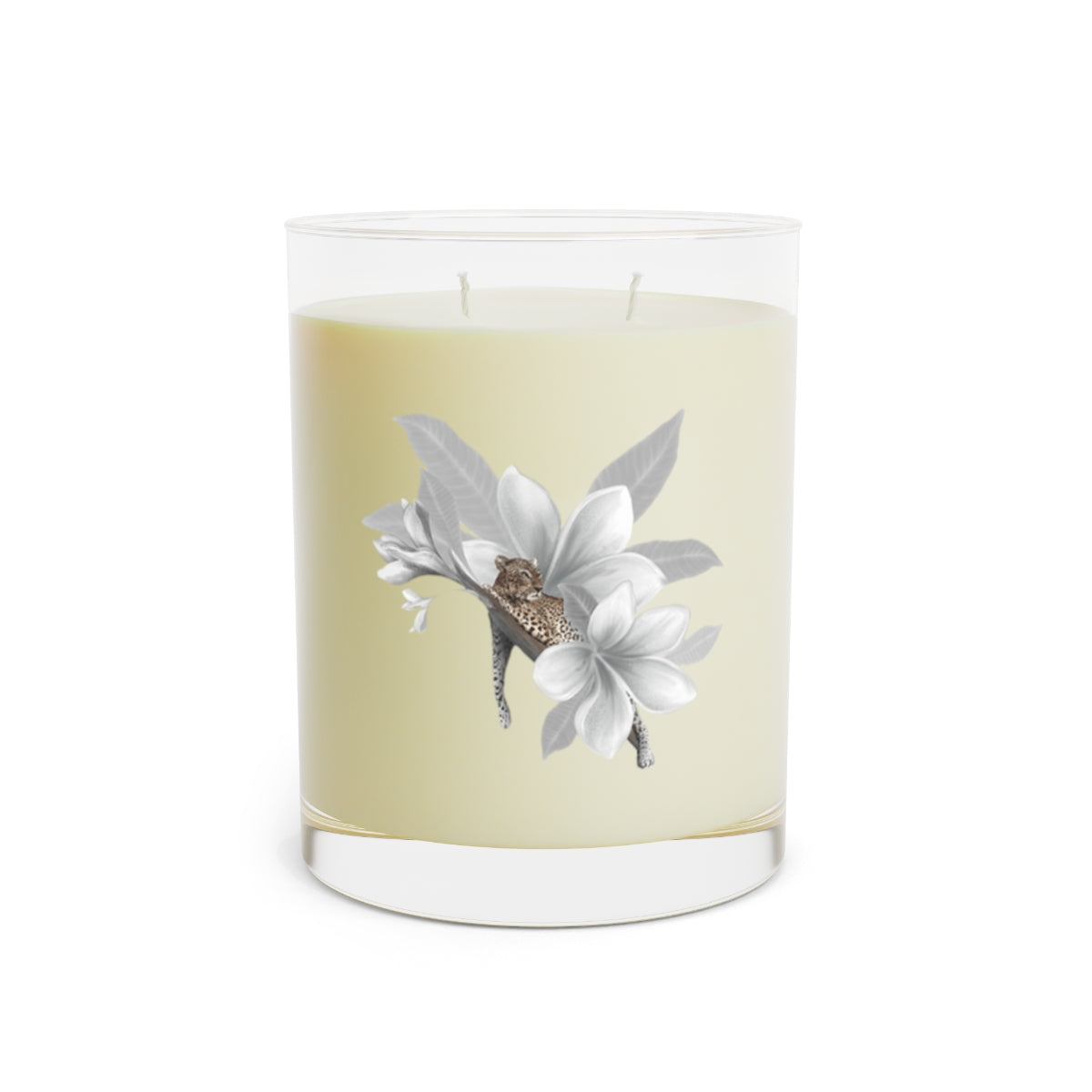 Personalized Leopard Scented Candle - Full Glass, 11oz - Flower