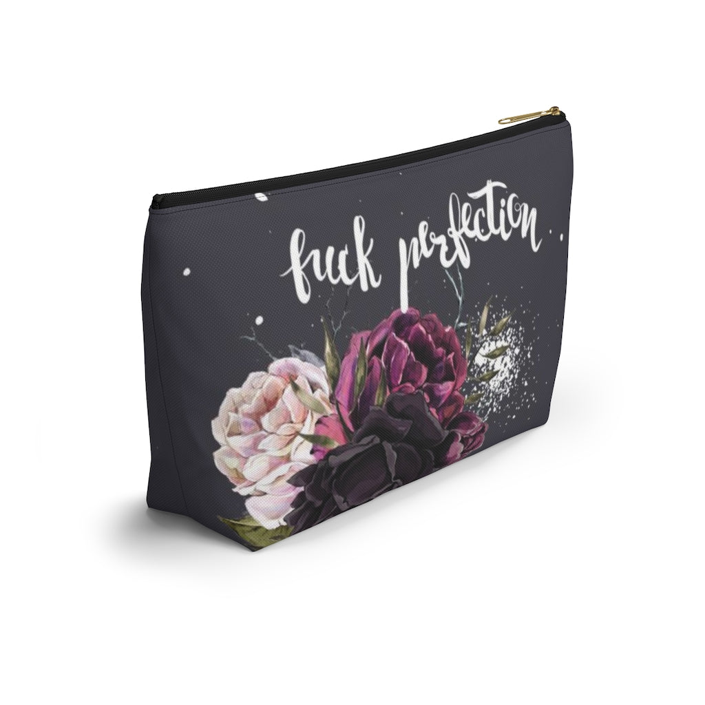 ADULT F*ck Perfection Cosmetic Pouch w T-bottom, Accessory Pouch, Rose