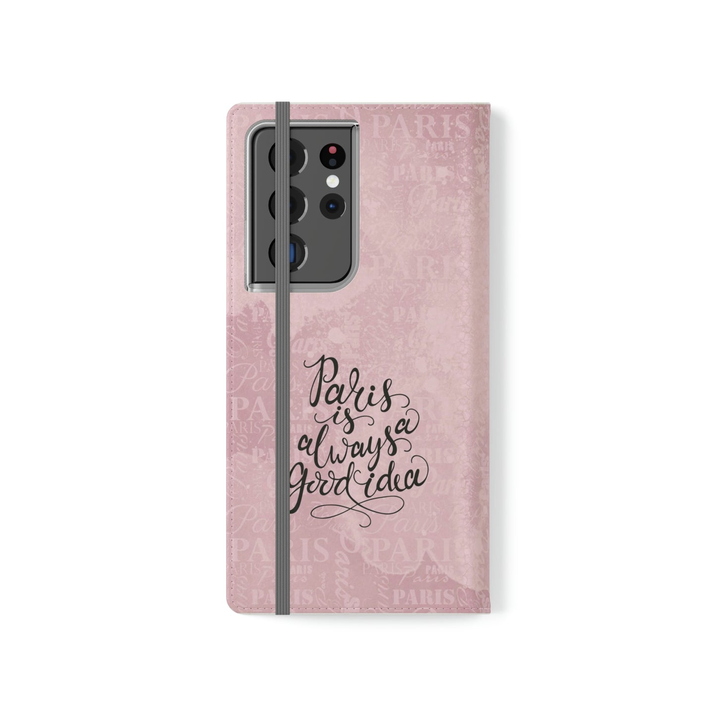 Audrey Hepburn Phone Case, Pink Paris Folio Phone Case, Paris is Always a Good Idea Smart Phone Folding Case